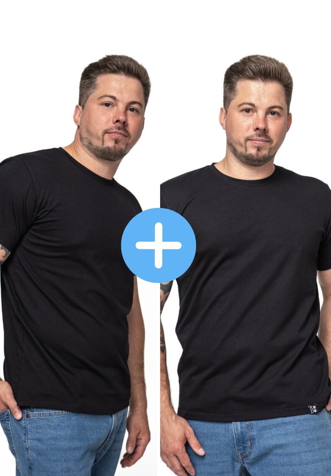 A set of 2 basic Kopo men's t-shirts: Black